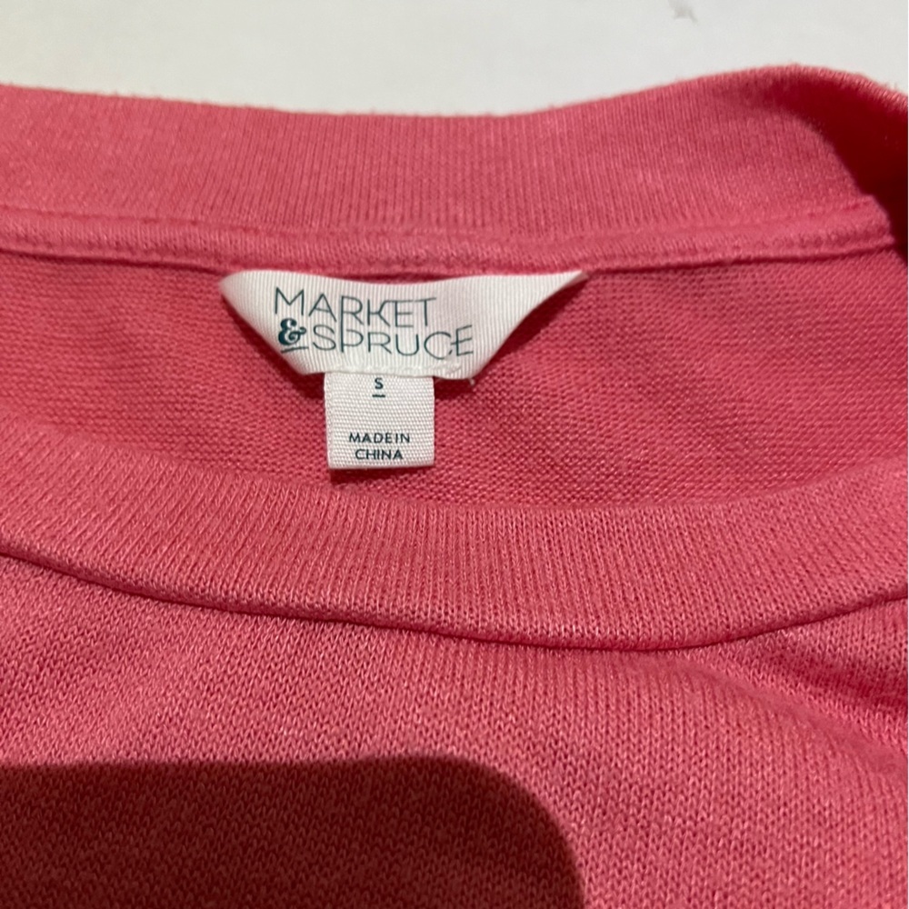 Market & Spruce Pink Stripe Colorblock Pullover shirt size Small - Picture 5 of 9